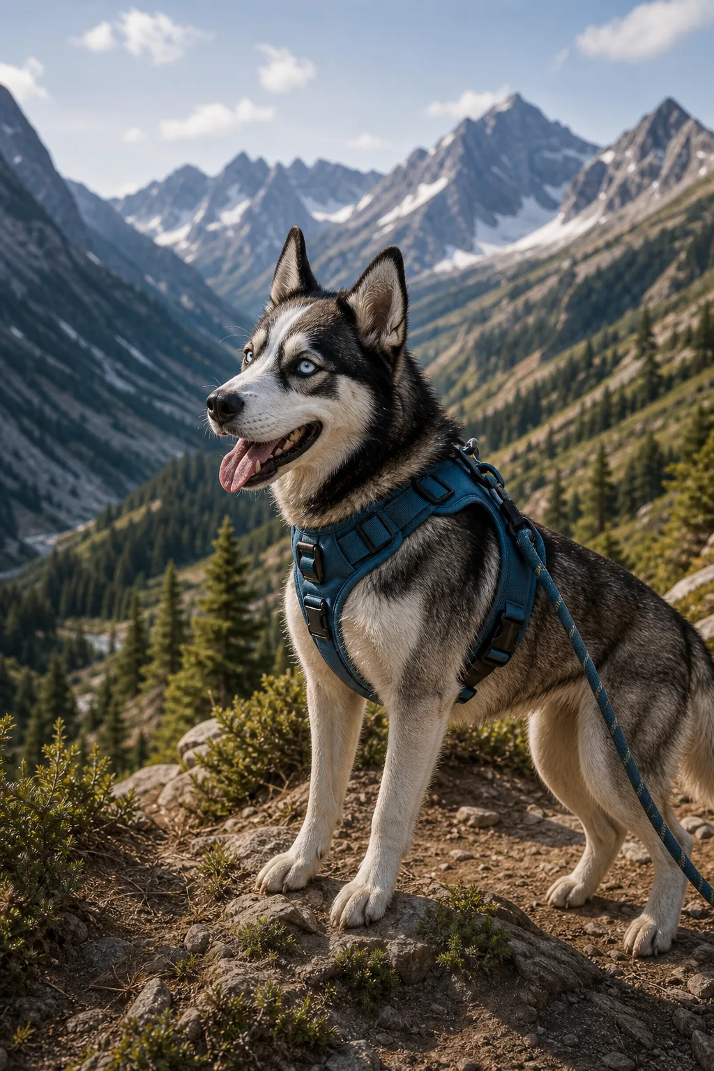 Dog in harness